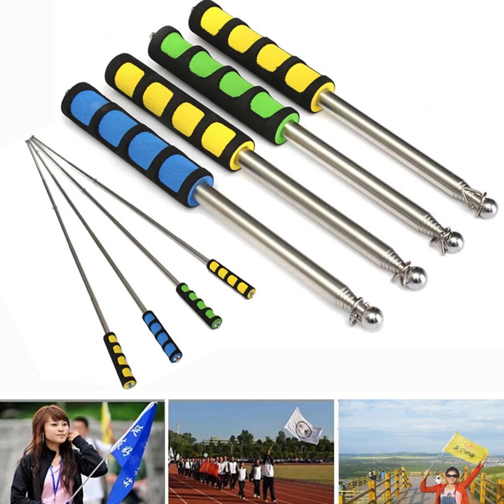 1pc asta portabandiera telescopica in acciaio inossidabile 1.2M asta portabandiera da esterno per puntatore didattico guida turistica Banner decorazione Flagstaff