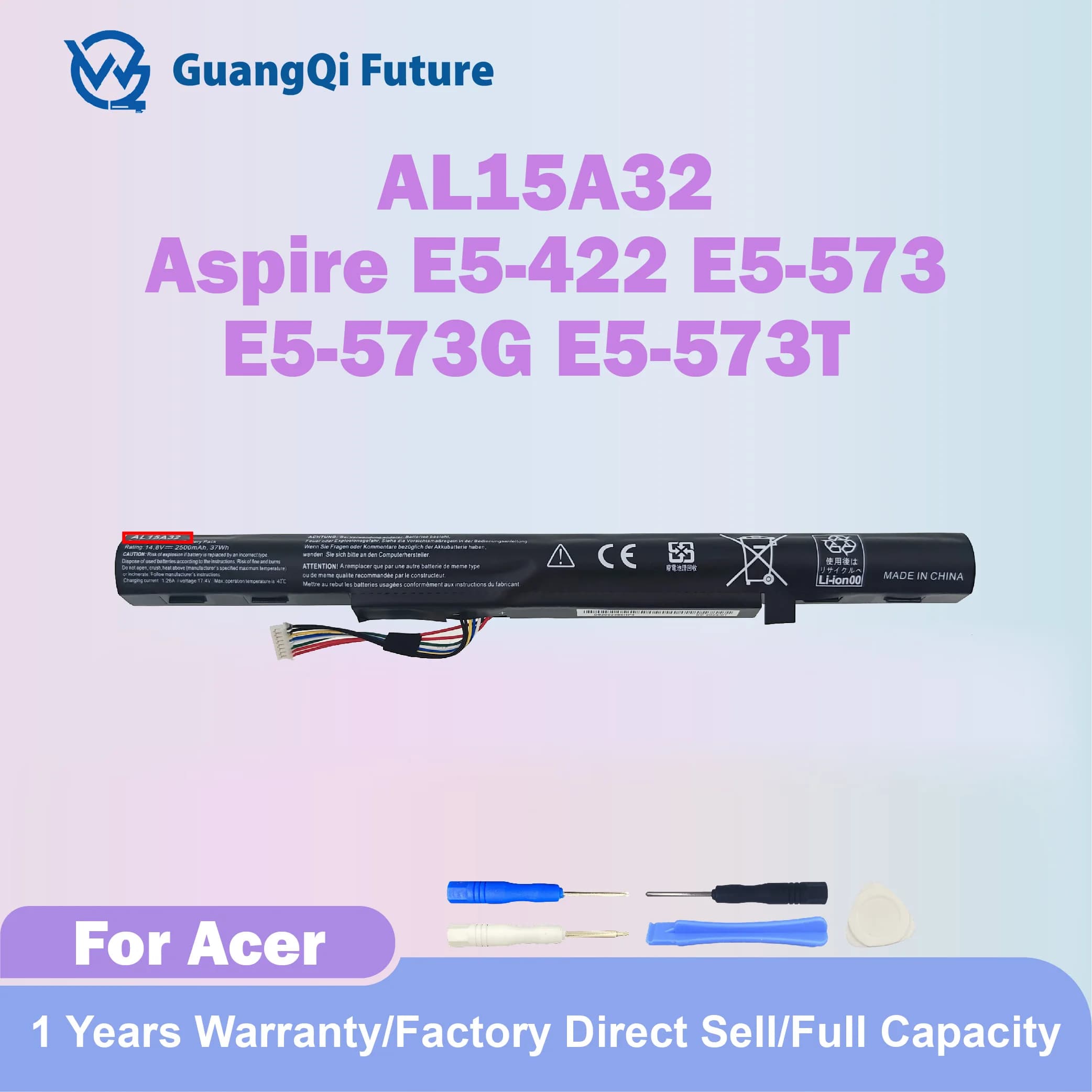 AL15A32 14.8V 2500mAh Batteria del computer portatile per Acer Aspire E5-553G E5-772G E5-573G E5-473G E5-573G-57IR E5-473G E5-473G-56T8 E5-522G P