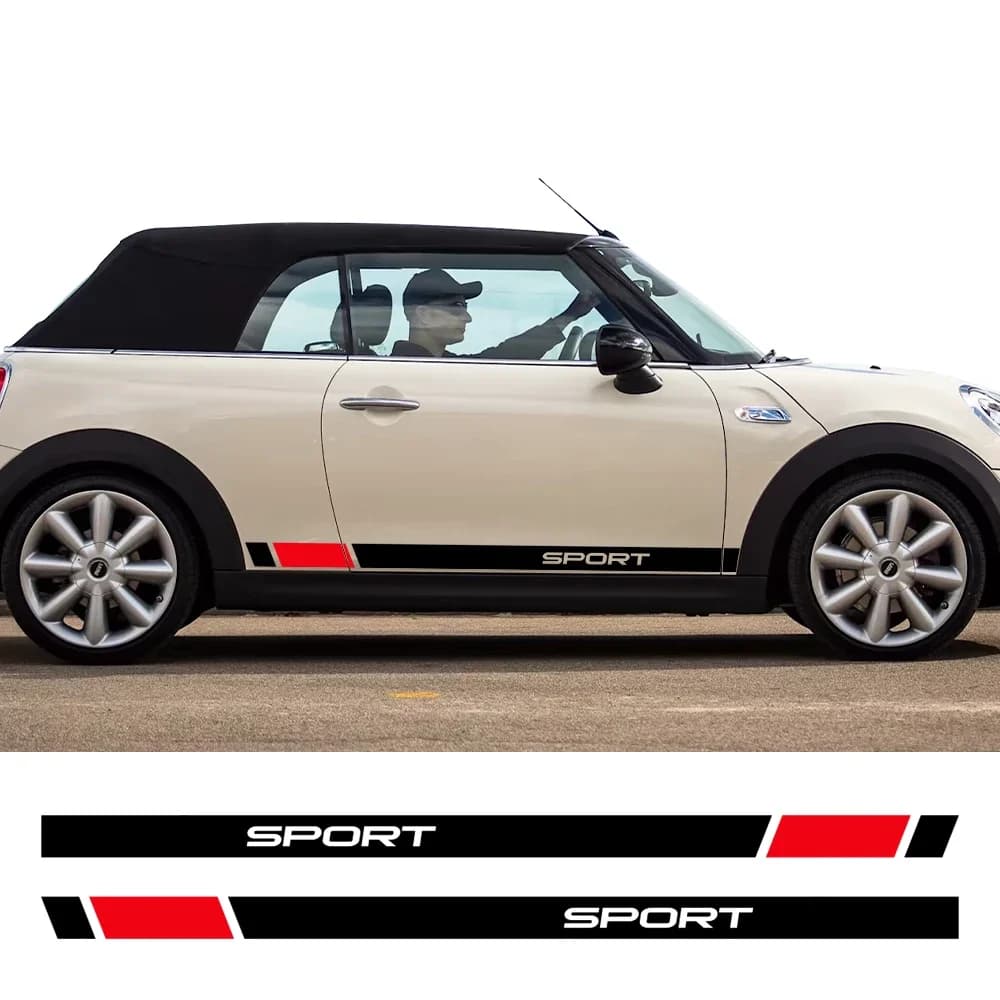 2Pcs Creative Stickers Car Side Door Decal Styling Decor Trim For Mini Cooper S JCW R55 R56 R60 R61 F54 F55 F56 F60 Countryman