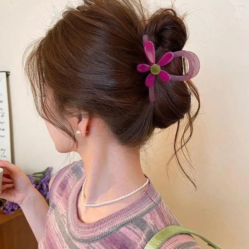 Hot Sale Flower Hair Claw Clip Large Non Slip Jaw Clip For Thick Hair Women Casual Daily Wear
