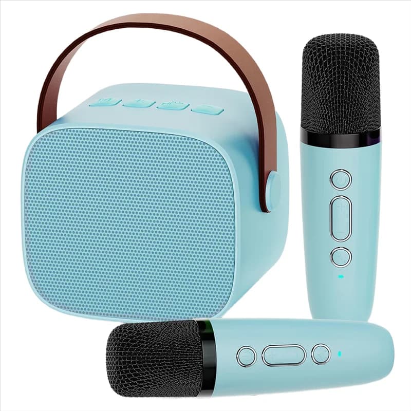 Mini macchina per karaoke A72T con 2 microfoni wireless, regalo di compleanno per ragazze e ragazzi dai 3 anni in su
