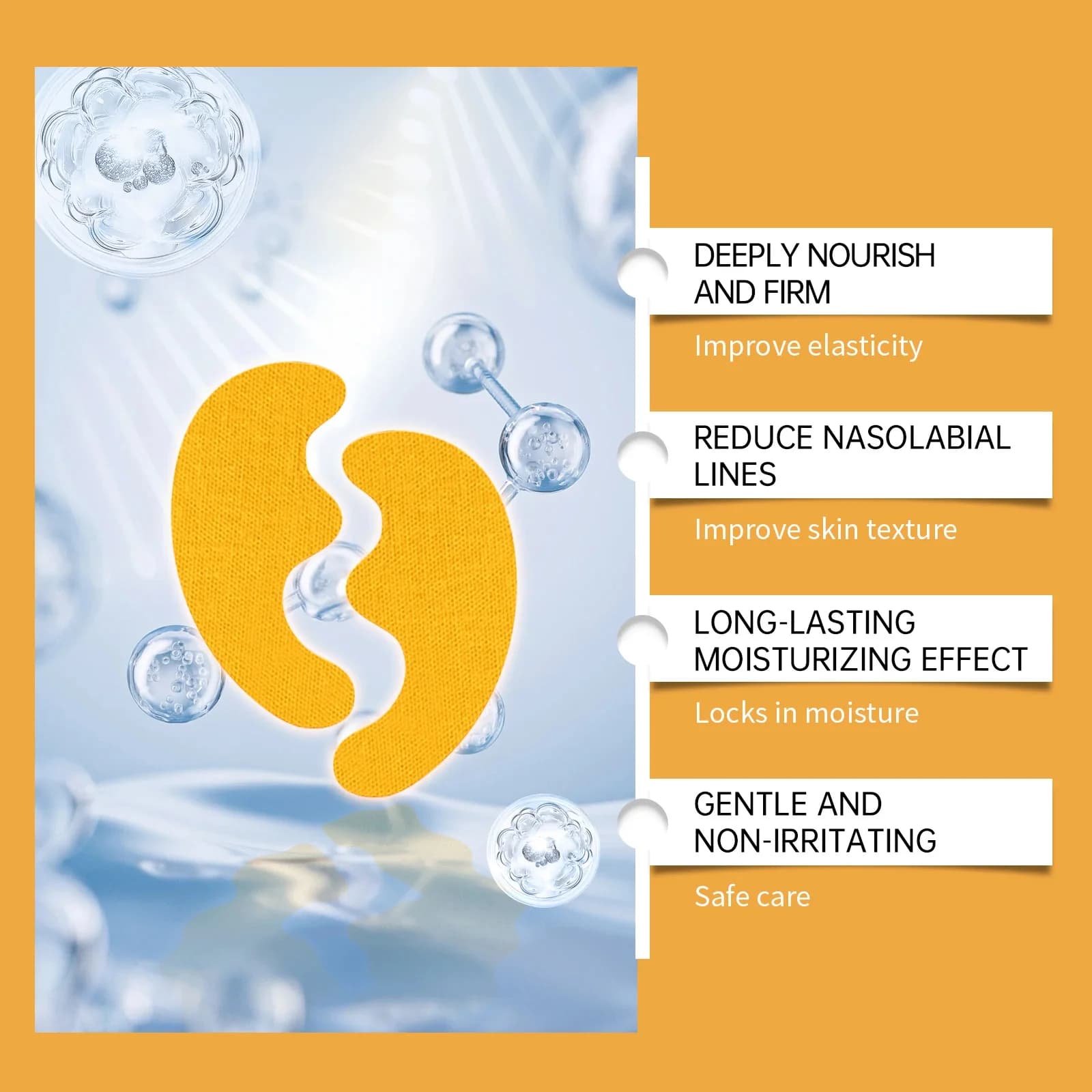 The patch of the nasolabial folds contains collagen firming hyaluronic acid for the skin fades thin lines mask for the face, 2025 hot sale
