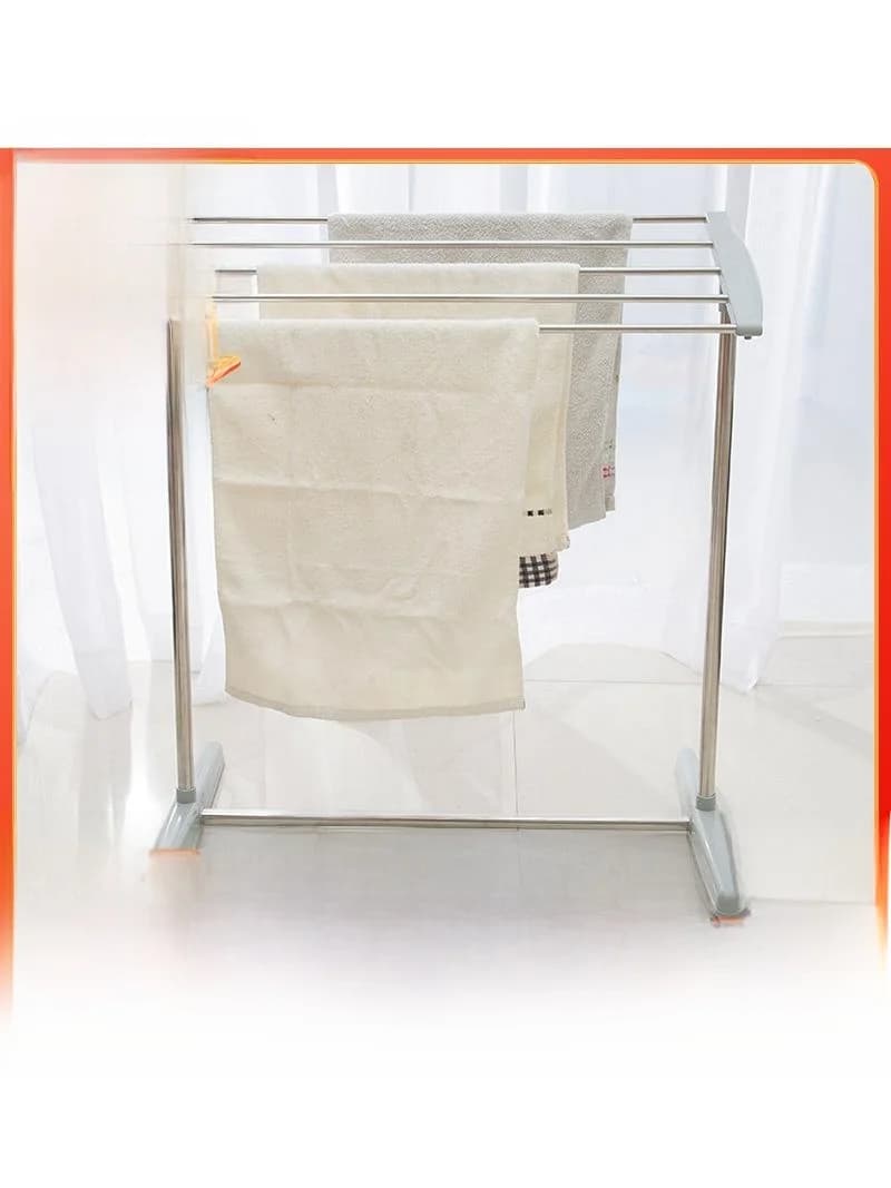 Multi-Functional Small Clothes Hanger Stainless Steel Floor Standing Mobile Towel Drying Rack Balcony Inclined Surface Folding