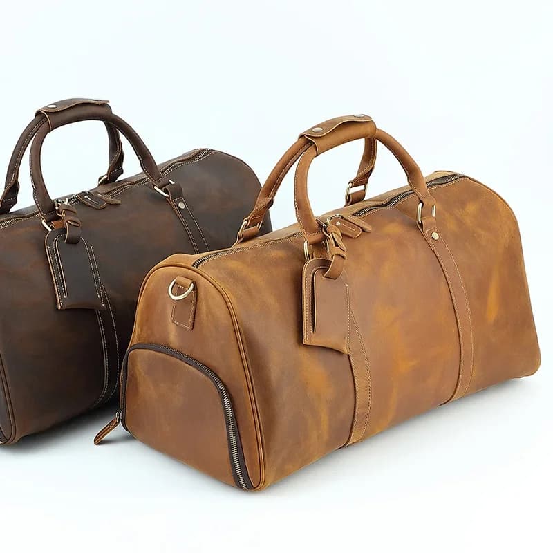 Carry on Luggage Packing Cubes Travel Bags Vintage Leather Duffel Bag One Shoulder Wear Across The Body Men's Bag Handbag