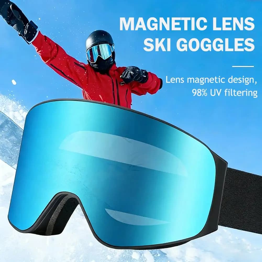 Occhiali da sci Maschera da snowboard per uomo Donna Occhiali da sci UV400 Protezione da neve sopra gli occhiali Occhiali da alpinismo magnetici