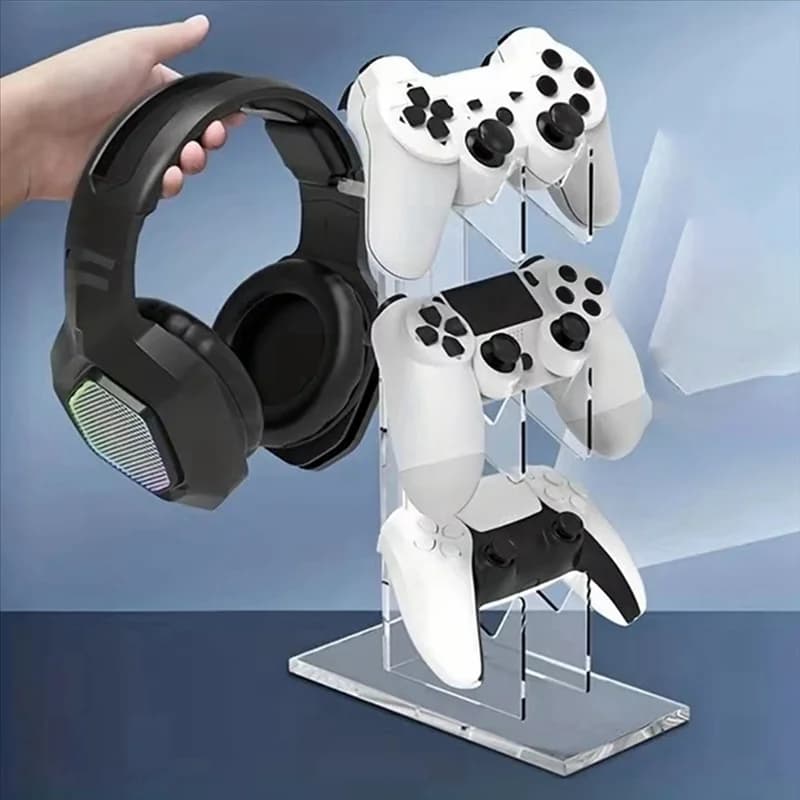 -ABAB Supporto per controller universale a 3 strati e supporto per cuffie Accessori da gioco per supporto di archiviazione PS5 PS4 trasparente