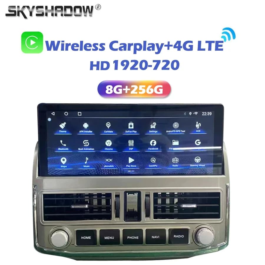 QLED Carplay Auto Android 14.0 8G+256G 8Core 4G LTE Car DVD Player GPS WIFI Bluetooth RDS Radio For Toyota 4 Runner 2009 - 2023