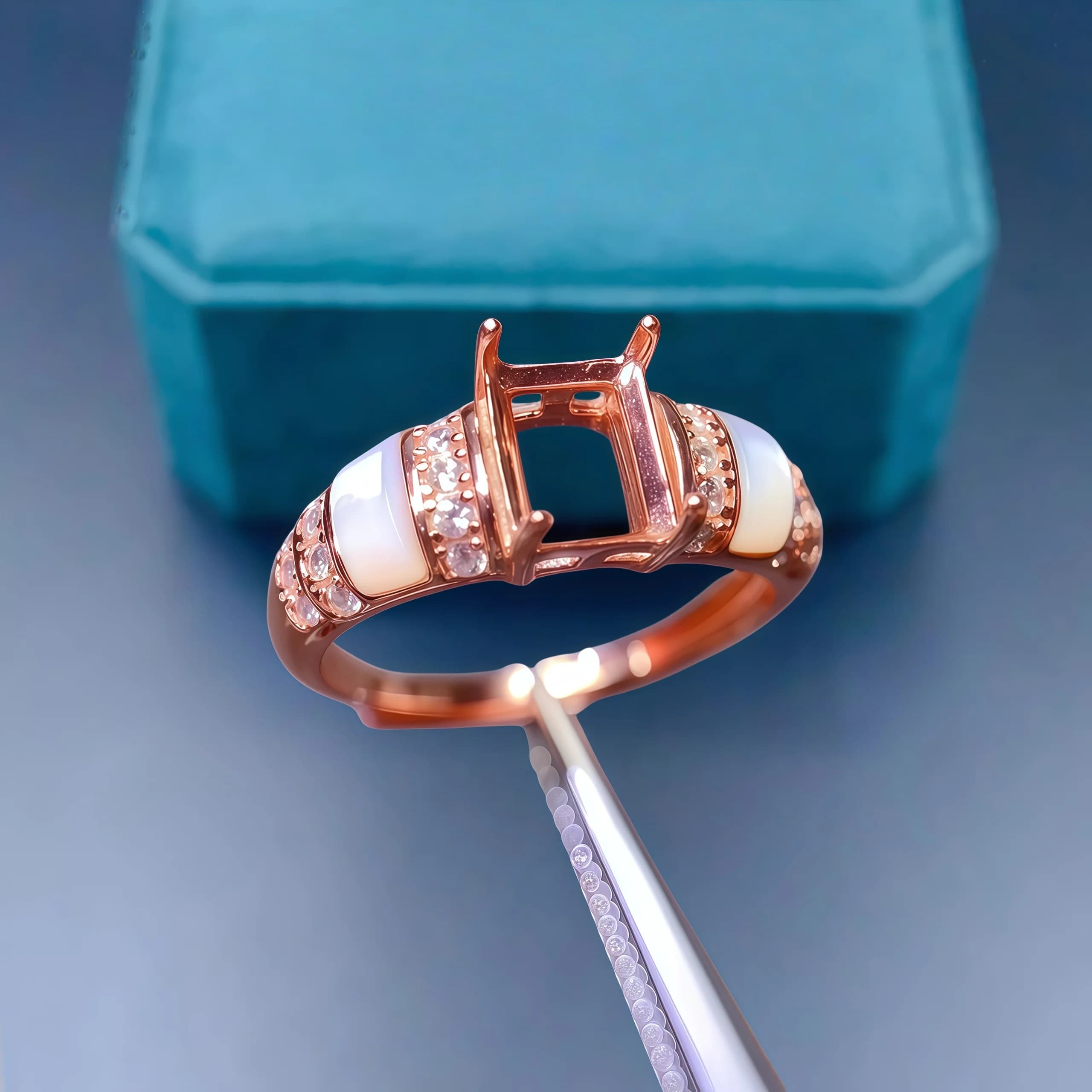 L S925 Argento sterling FAI DA TE Supporto vuoto Impostazioni dell'anello 5 * 7mm Pietra quadrata Fine Lusso Zircone Shell Design Gioielli per donna