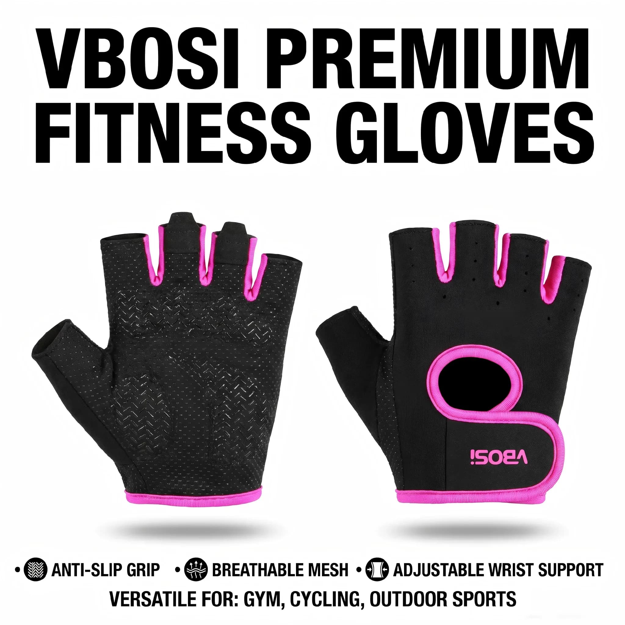 Guanti da Fitness VBOSI per Donne, Traspiranti e Antiscivolo, Mezze Dita, per Sollevamento Pesi, Ciclismo, Allenamento