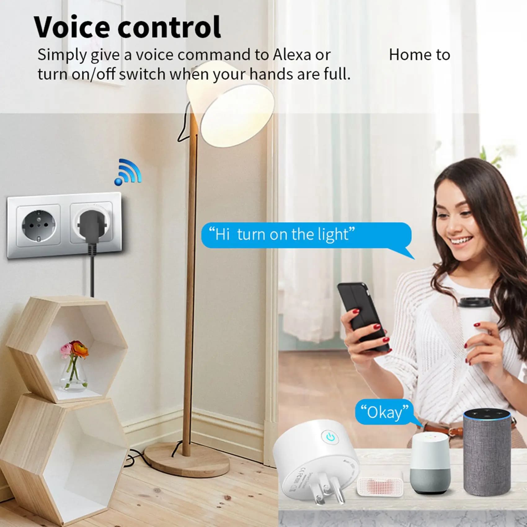 Presa Intelligente WIFI TUYA 10A (2 Pezzi) con Monitoraggio Consumo, Funzione Timer e Controllo Vocale, Compatibile con Spina USA