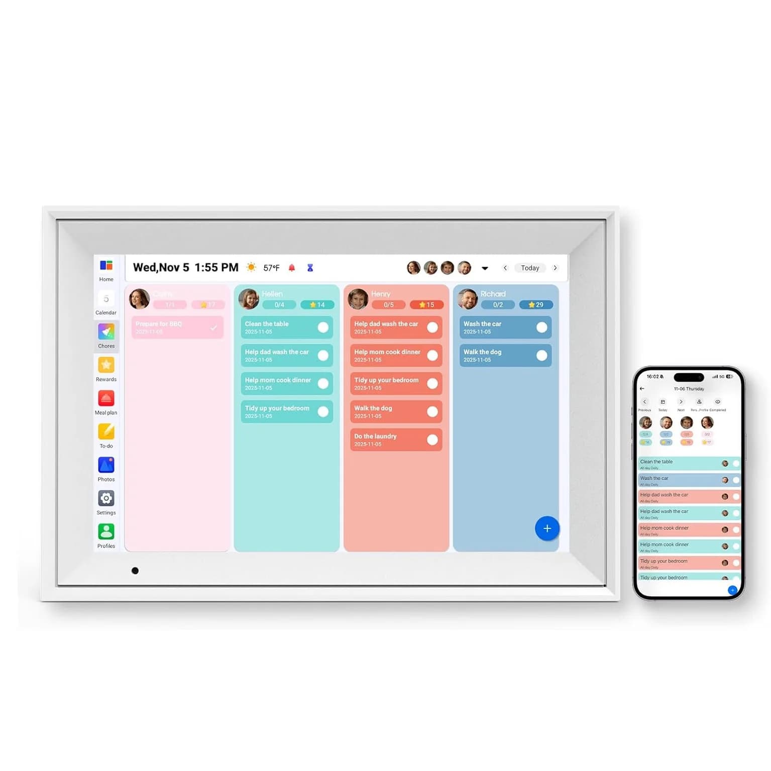 10.1 Inch Touch 32GBMemory Digital Photo Frame IPS Automatic rotation Can Share Photos Videos via App Planner Digital Wall-Mount