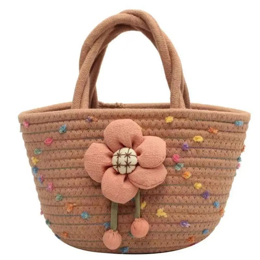Portable Straw Woven Tote Bag High-capacity Waterproof Bucket Bag Flower All-Match Shopping Bag Beach