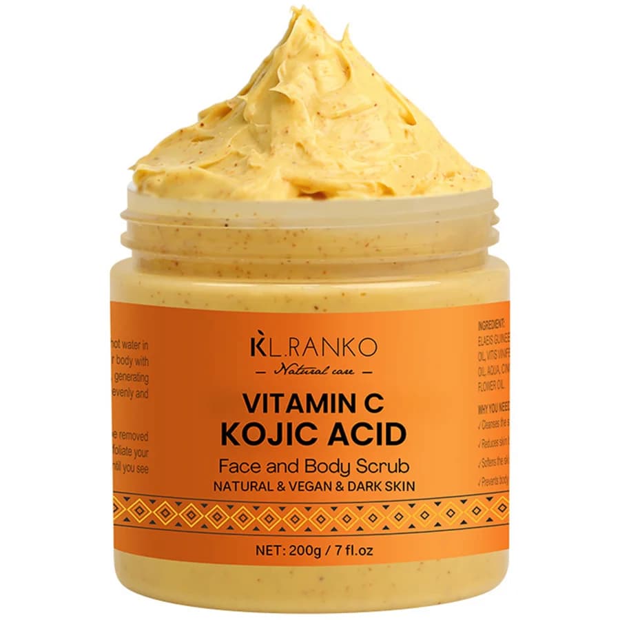 Acido cogico alla vitamina C Sale esfoliante naturale Scrub corpo e viso Illumina e ammorbidisce la pelle Pulizia profonda Tono della pelle antiossidante