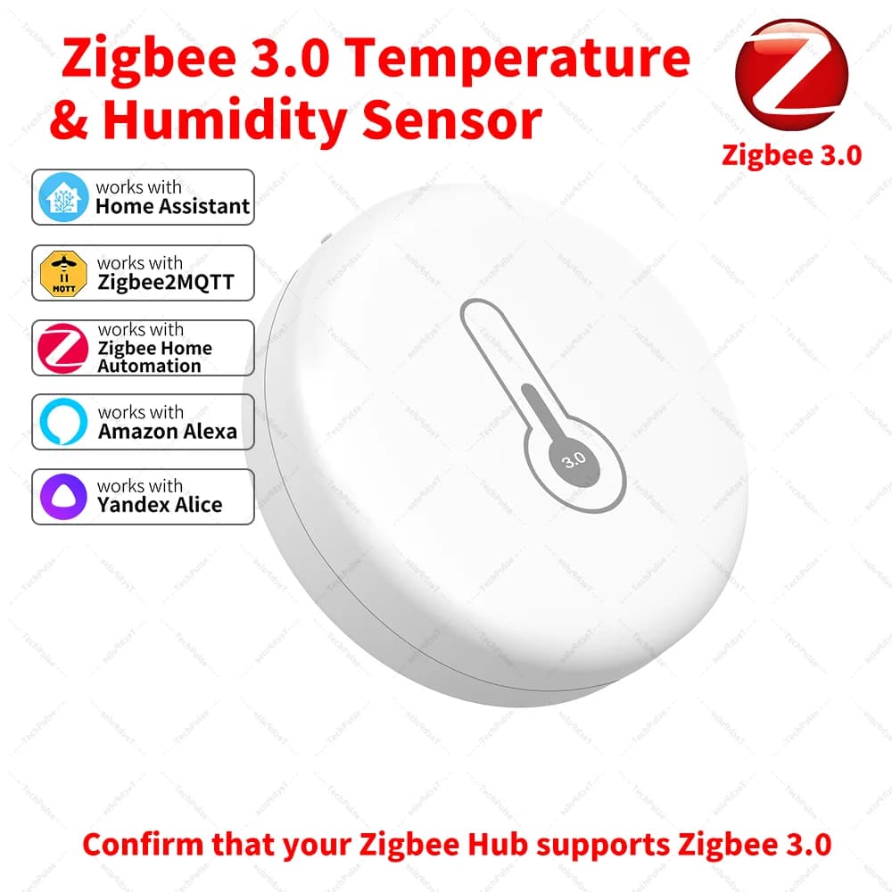 Temperature and Humidity Sensor Tuya Zigbee with Mini Digital LCD Display, Remote Monitoring via SmartLife App, Thermometer and Igrometer for Interior