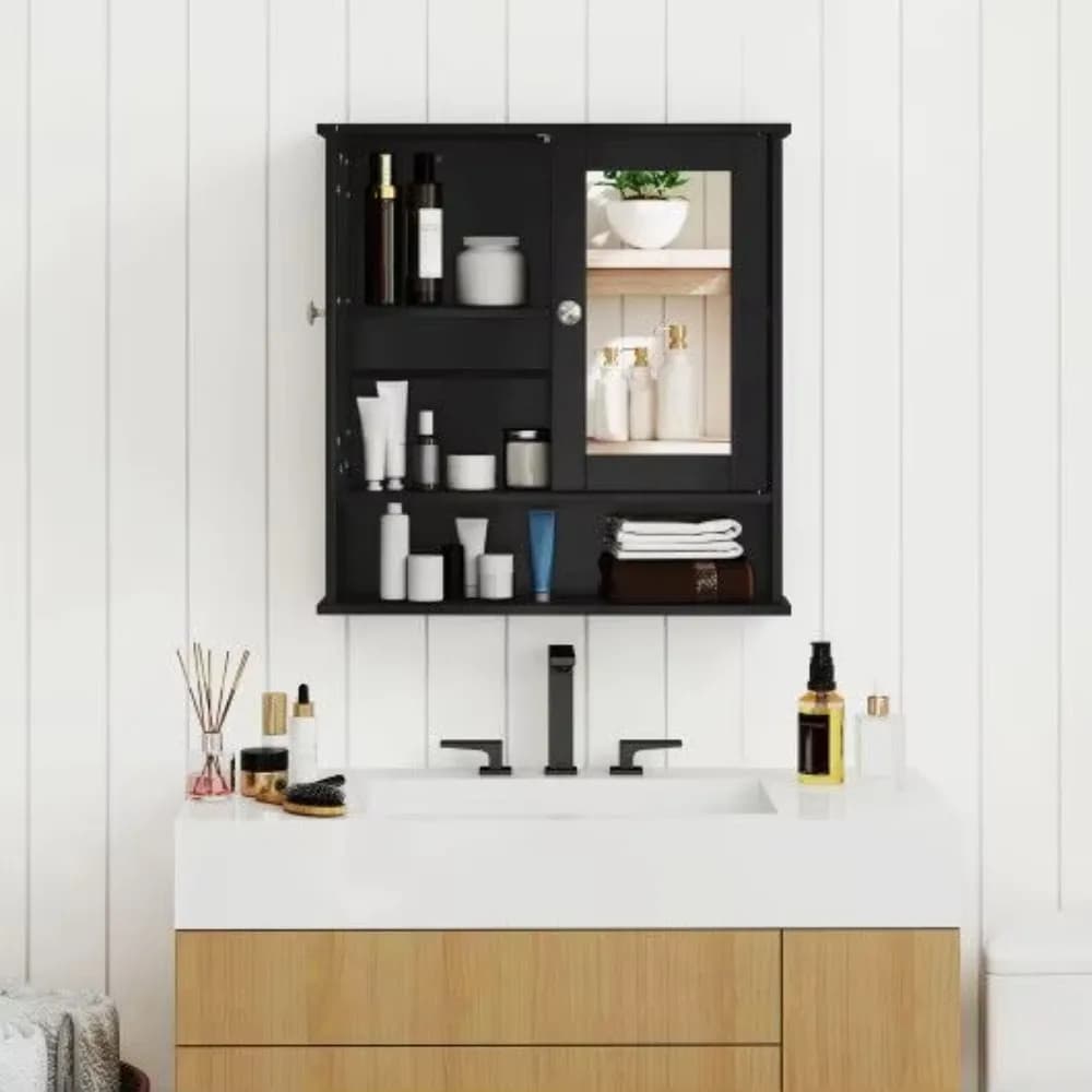 Bathroom Wall Mount Organizer with Mirror Cabinet Bath Mirrors