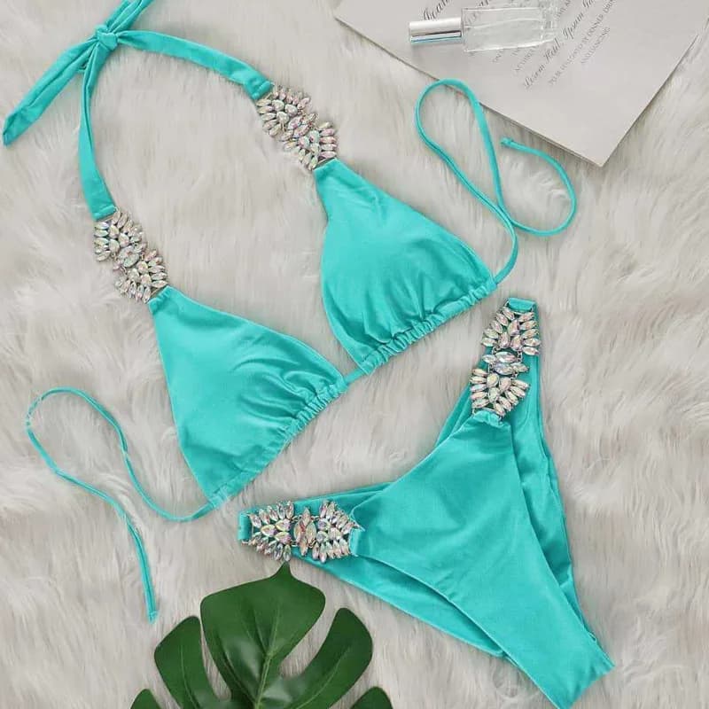 Costume da bagno bikini sexy lucido con strass Costumi da bagno donna Donna Push Up Bikini Beach Costumi da bagno Costumi da bagno Piscina Bagnante 2026