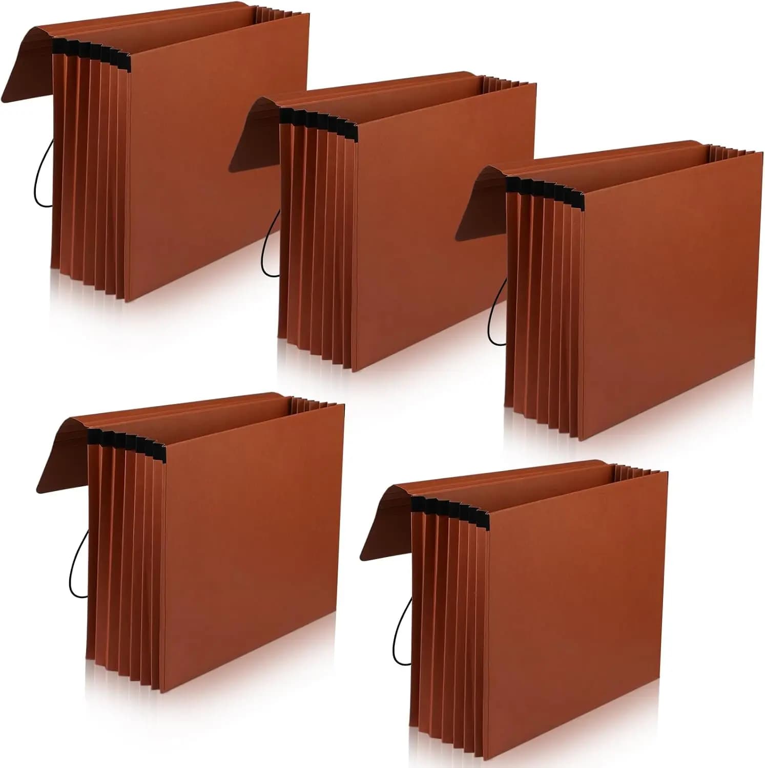 Set di 5 Cartelle Espandibili con Aletta, Organizzatore di Documenti Espandibile, Formato Lettera, Resistente, Contiene fino a 1200 Fogli