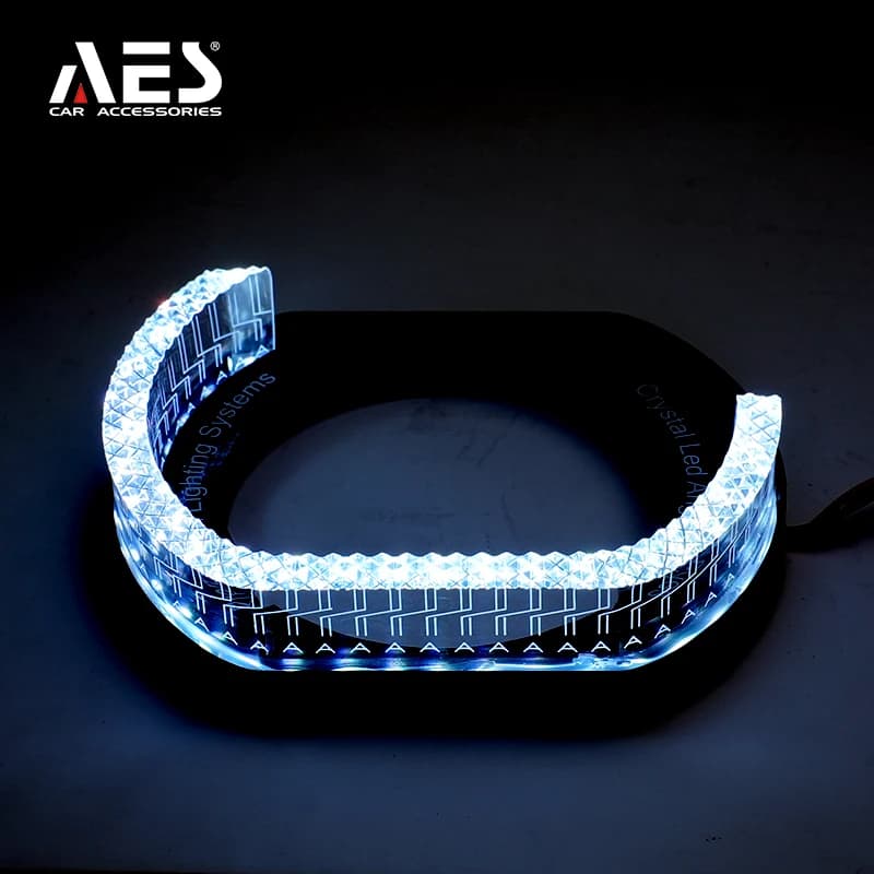AES M9-L Led Headlight Shroud for Square Len 5D Led Mask Automotive Headlight APP RGB Crystal Cover Welcome Light
