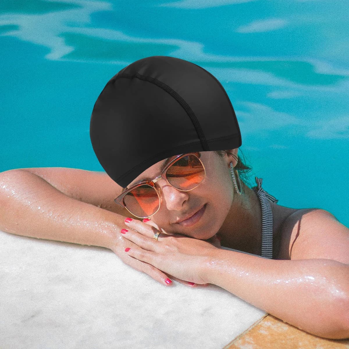 1 Piece Swimwear for Adults, Silicone Raincoat, Hair Protection, Lightweight and Pool Bedside Table