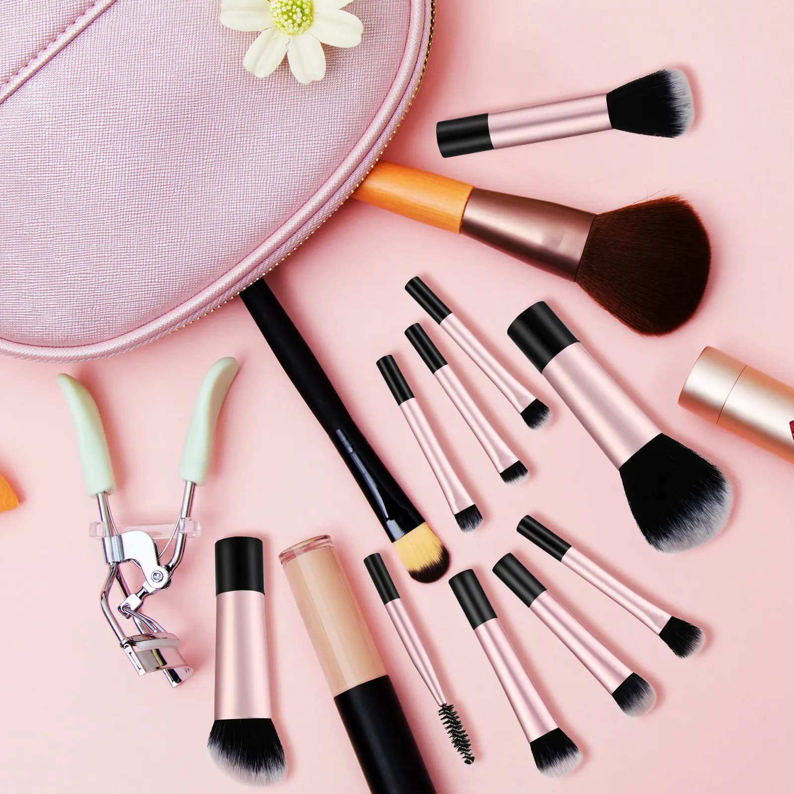 Set di mini pennelli per trucco da 10 pezzi, dimensioni da viaggio, setole delicate e compatte, senza perdita di peli, custodia facile da riporre per il trucco in movimento