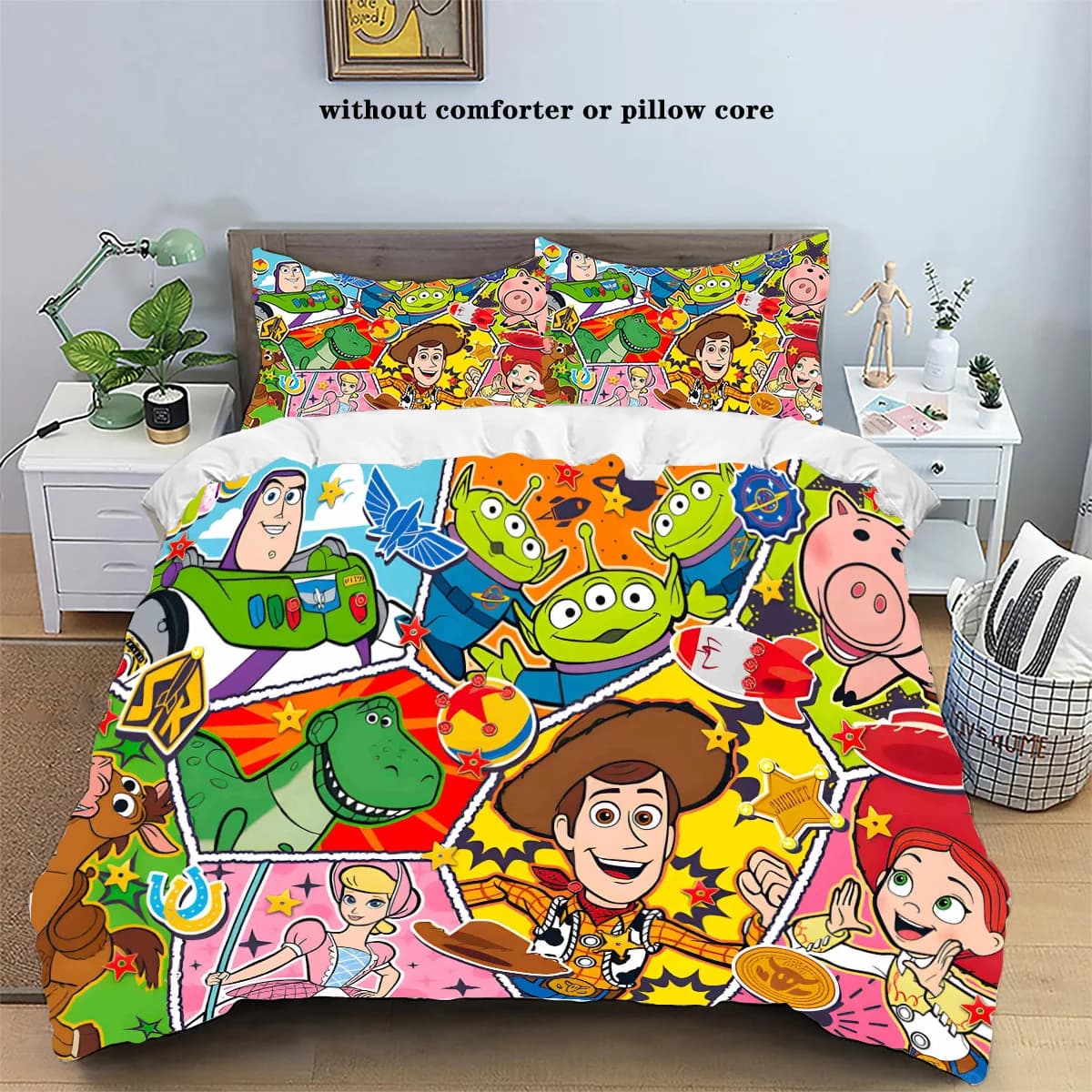 Disney Cartoon Anime Toy Story Set copripiumino Alien Buzz Lightyear Woody copripiumino federa Set biancheria da letto Queen King Size