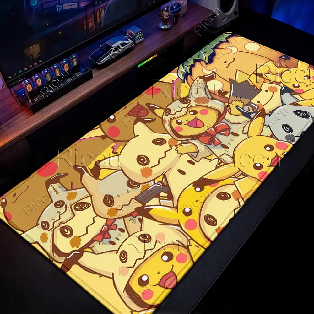 Tappetino Mouse XXL per Laptop, Design Anime Giapponese, Grande Tappetino da Gioco Pokemon Mimikyu, Accessori per Scrivania PC