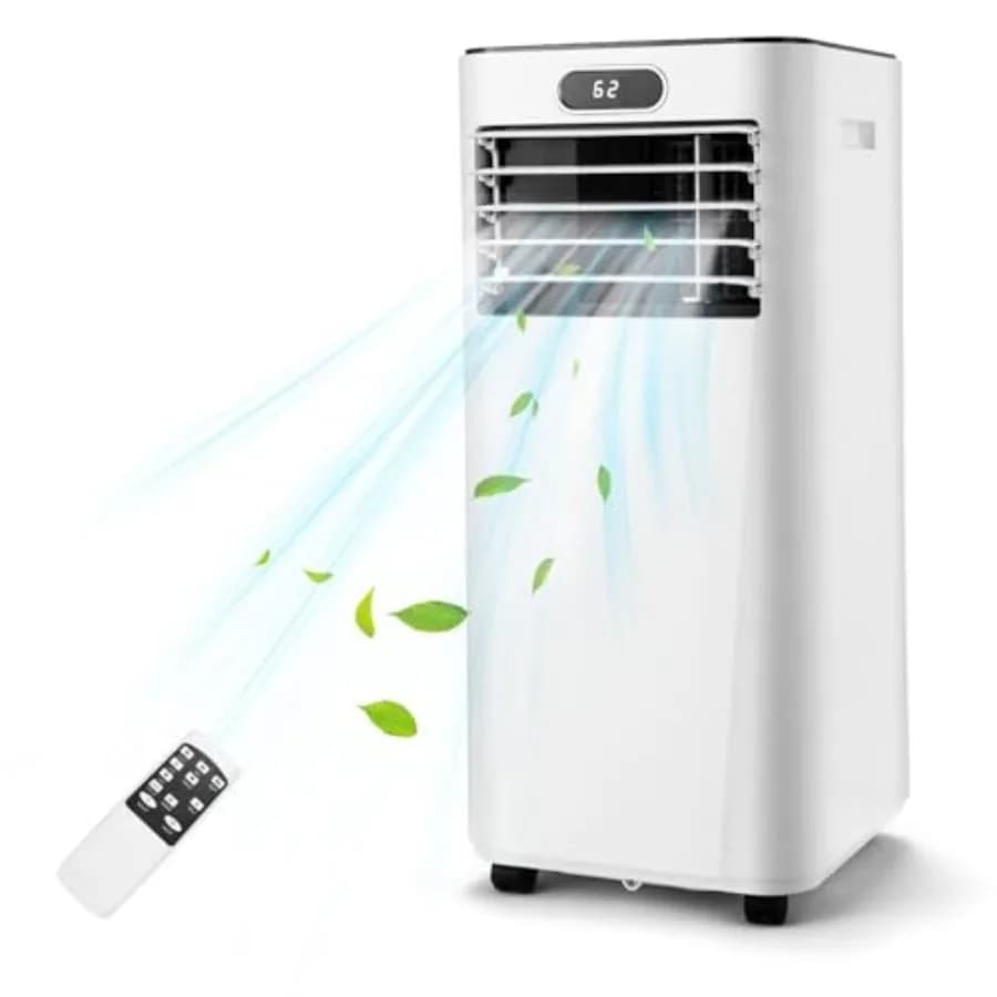 Condizionatore d'Aria Portatile 8000 BTU 3-in-1 con Telecomando, Deumidificatore, Timer 24H, Kit per Finestra, Climatizzatore da Pavimento per Casa