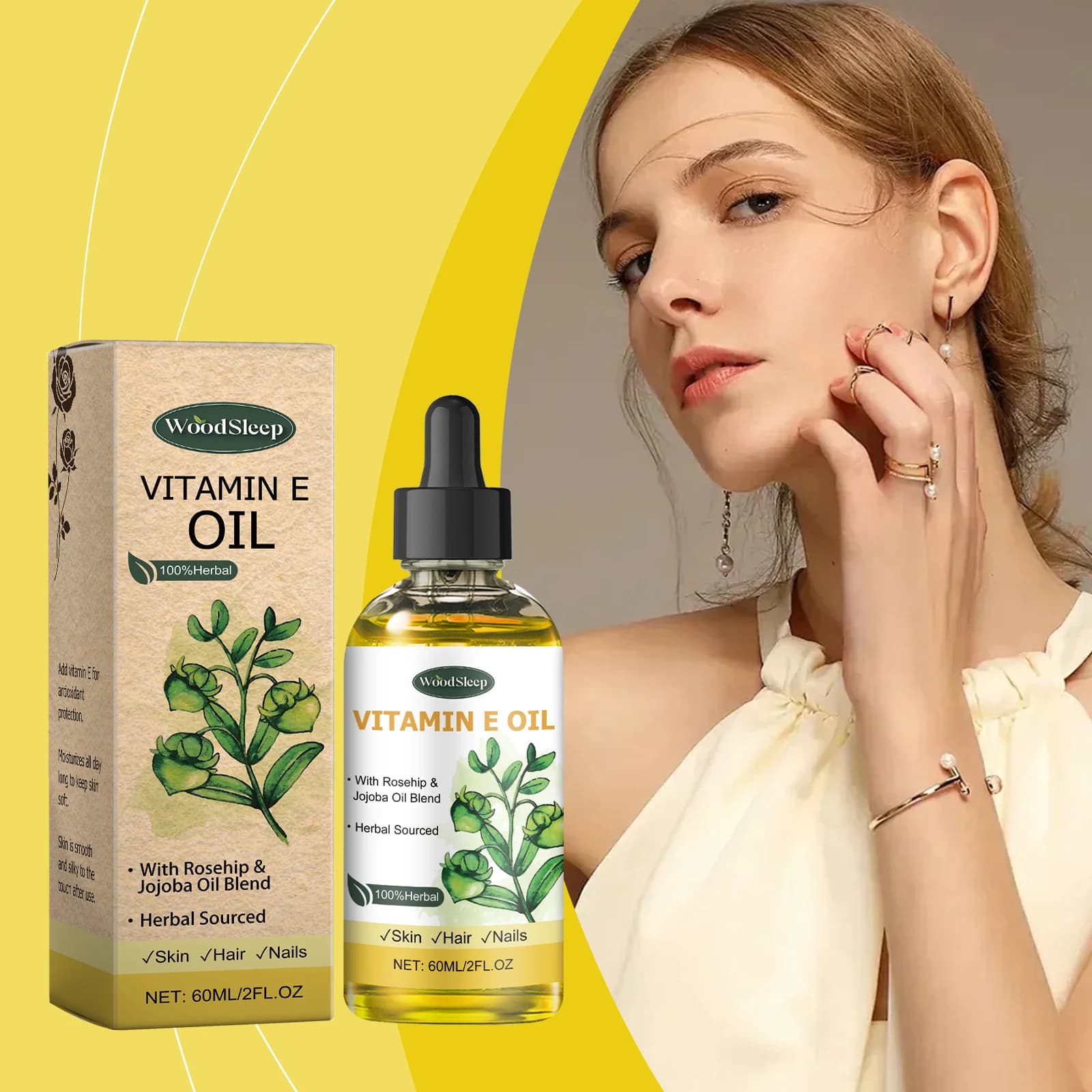 Essential Oil of Vitamin E Hydrating and Nutrition for Skin Care, Daily Hydration for a Soft Skin and Lyscia