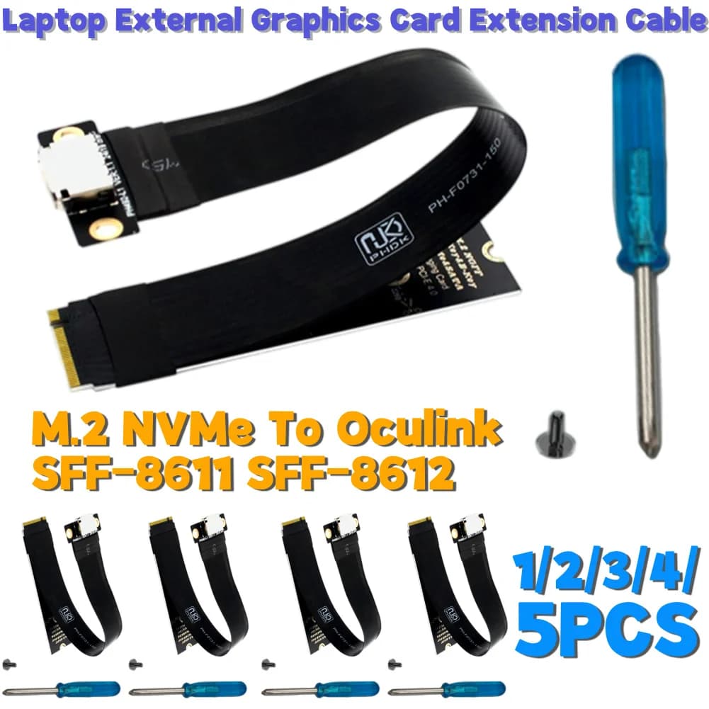 Cavo adattatore femmina M.2 NVMe a Oculink da 1-5 pezzi, cavo di prolunga per scheda grafica per laptop per una trasmissione stabile nei PC da gioco