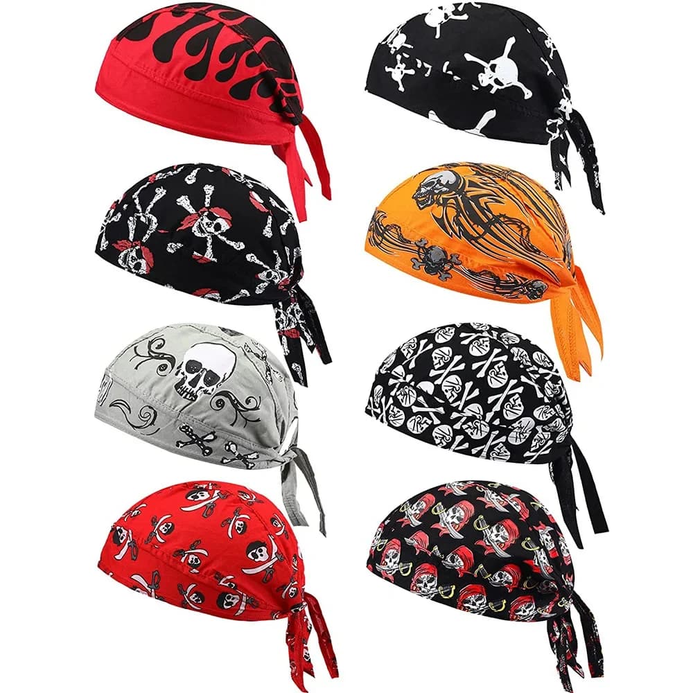 Unisex cap from Motorcyclist with Print Skull, Bandana Hip Hop with Motive to Butterfly, Undergrowth Adjustable, Pirate Scarf