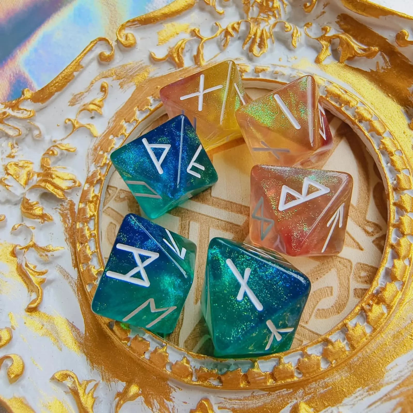 3 pezzi di dadi poliedrici con rune del cielo stellato, tocco setoso e liscio, perfetti per DND e altri giochi da tavolo classici, regalo perfetto