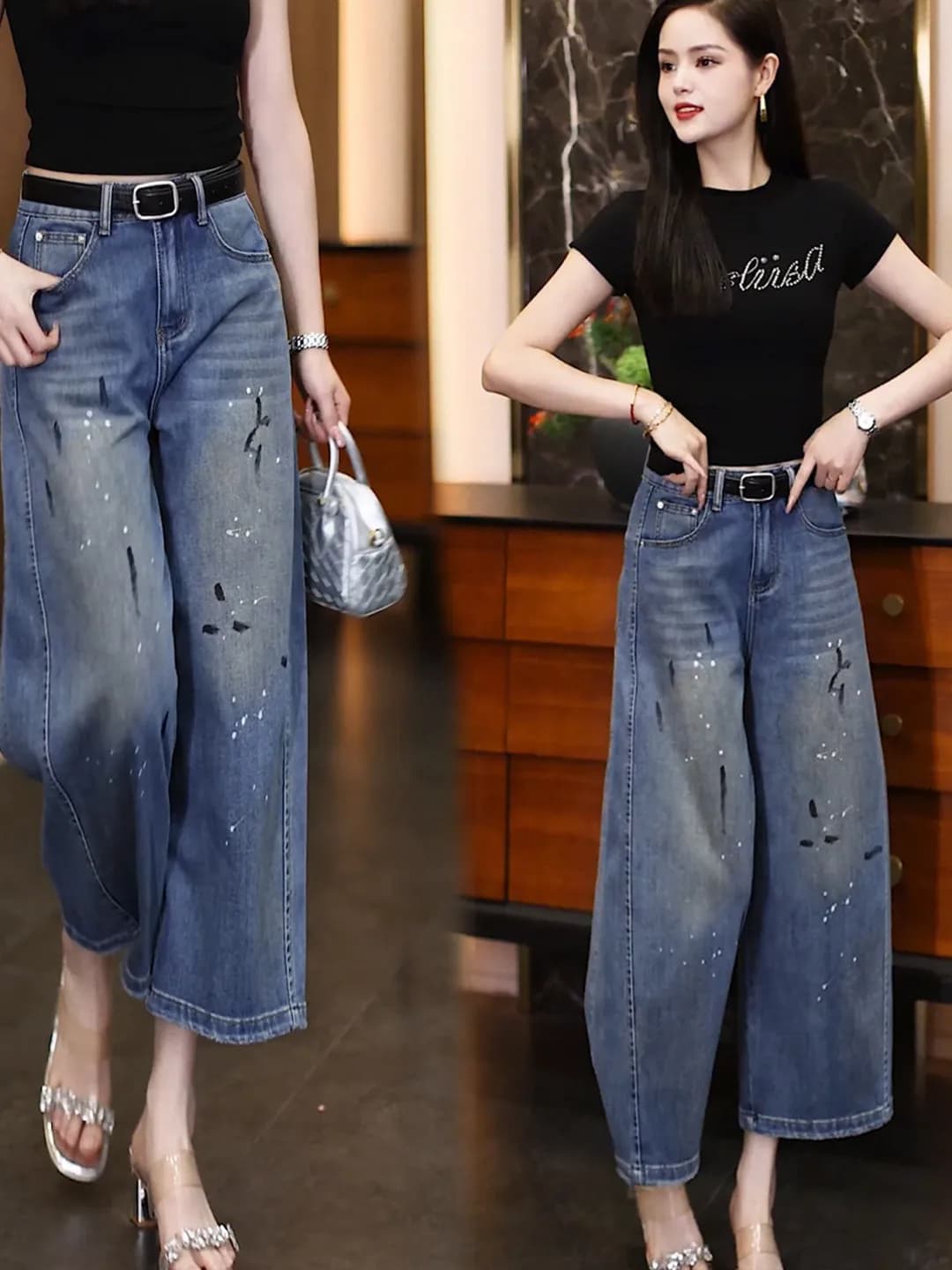 Anti-Wrinkle Slimming Casual High Waist Denim Jeans Women's 2026 Summer New Style Loose Fit Comfortable Breathable Pants