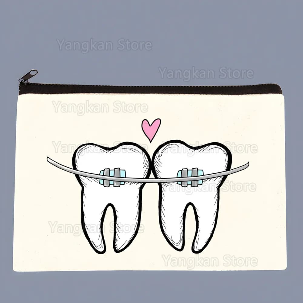 Borsa per il trucco in tela per spazzolare i denti Borsa per cosmetici da viaggio portatile con cerniera Portamonete femminile leggero da donna Moda Ragazze