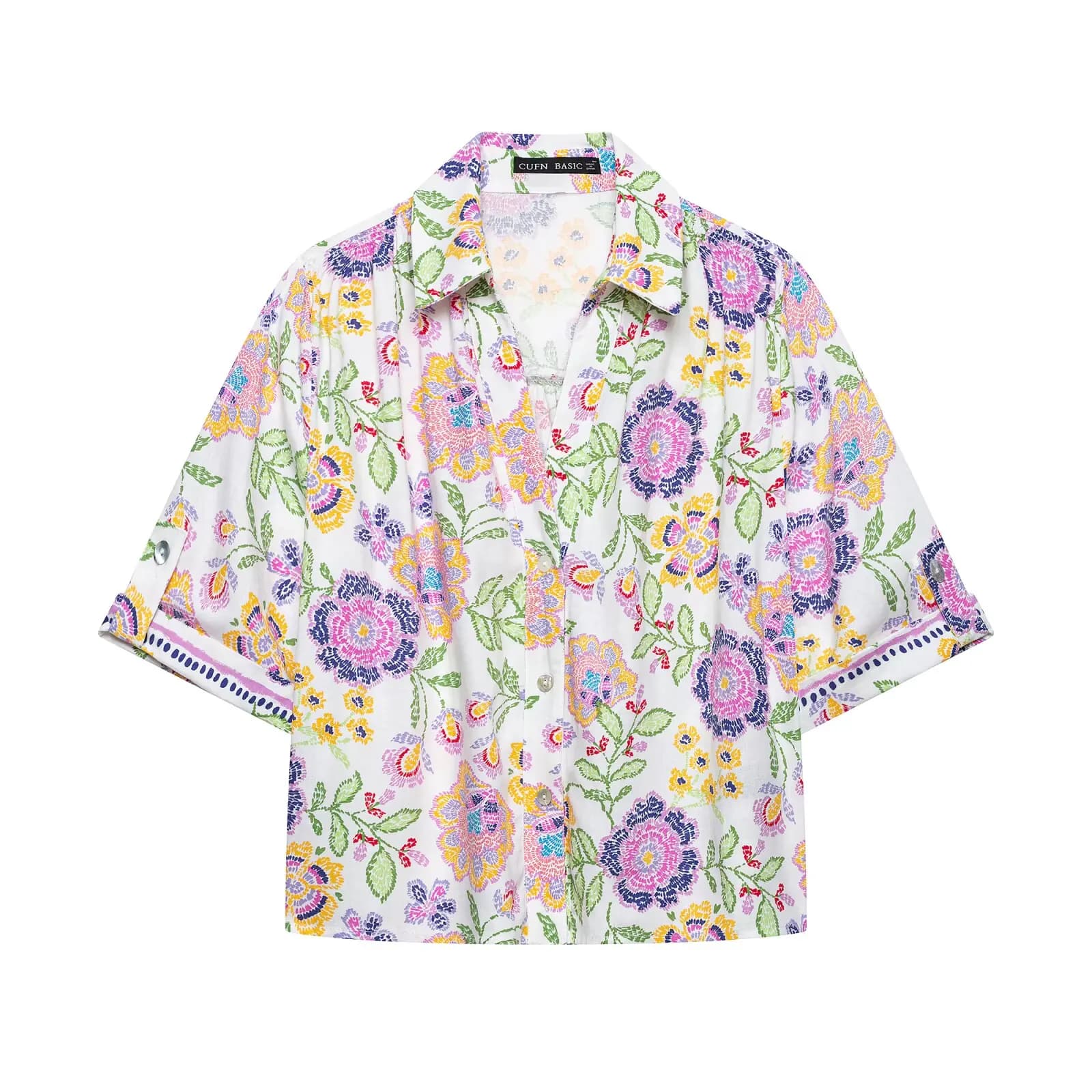 Willshela Women Fashion Printed Single Breasted Blouse Vintage Lapel Neck Short Sleeves Female Chic Lady Shirts