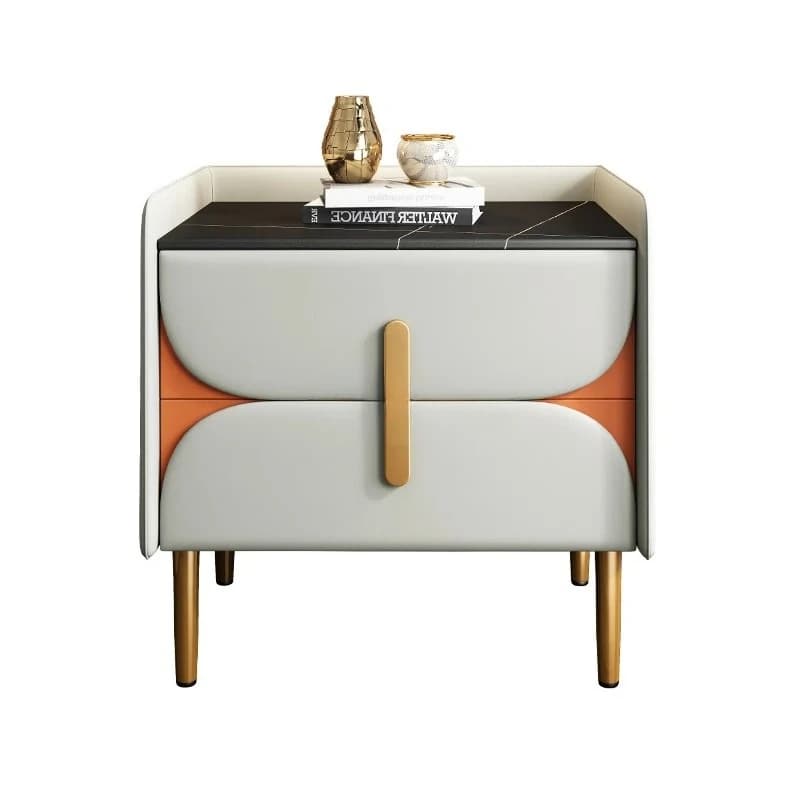 Comodino in ardesia in stile moderno semplice leggero lusso piccola camera da letto in legno massello con comodino in pelle intelligente con serratura