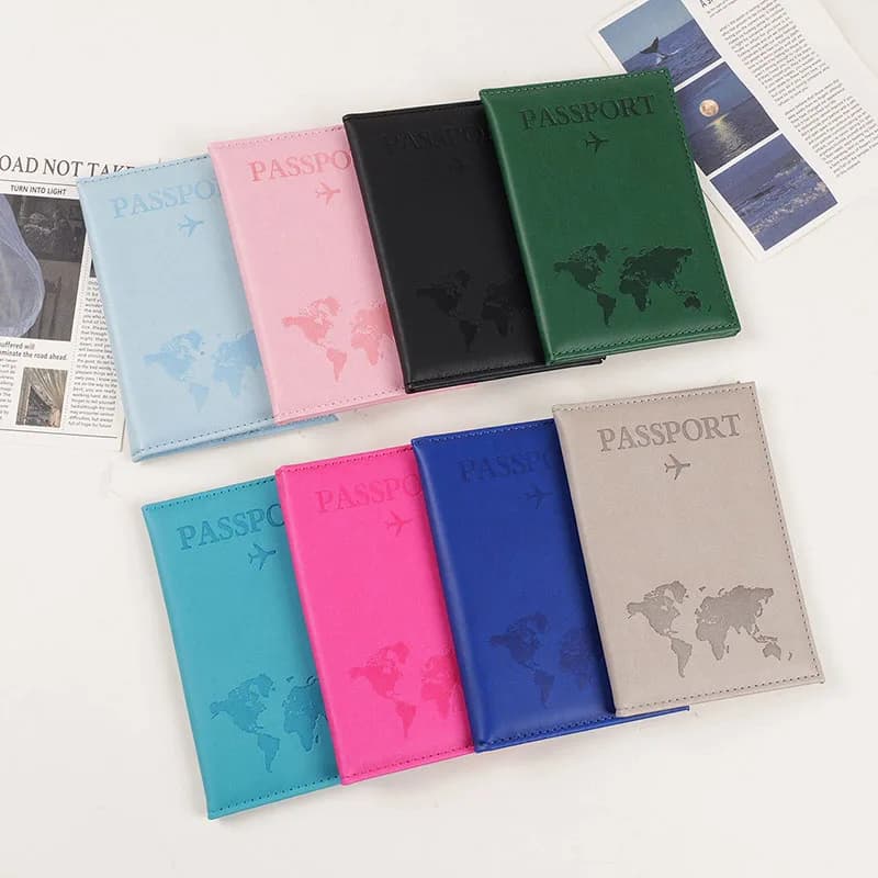 Porta Passaporto con Mappa del Mondo, Stampa a Caldo, Design Semplice, per Uomo e Donna, Custodia da Viaggio alla Moda, Regalo di Nozze
