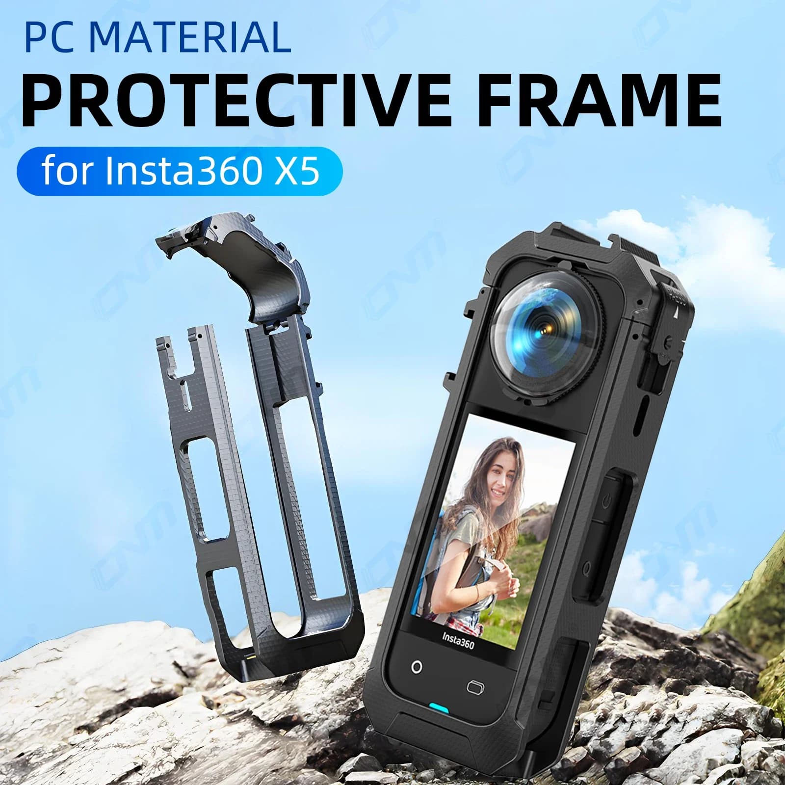 Gabbia per telaio per Insta360 X5, custodia protettiva per telaio con supporto per pattino freddo compatibile con accessori Insta 360 X5