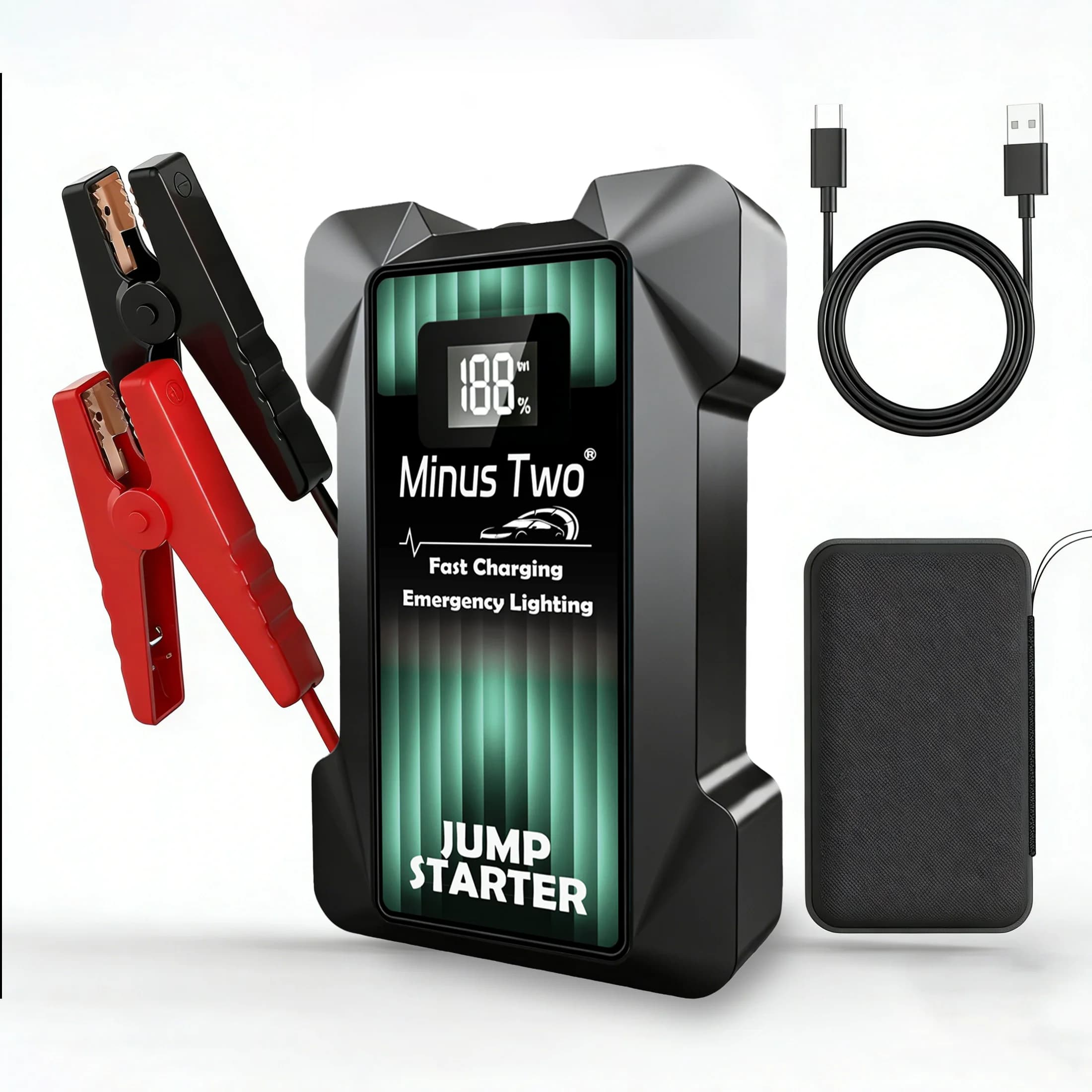 Avviatore d'emergenza portatile 12V per auto – Power Bank a ricarica rapida e booster batteria con illuminazione di emergenza