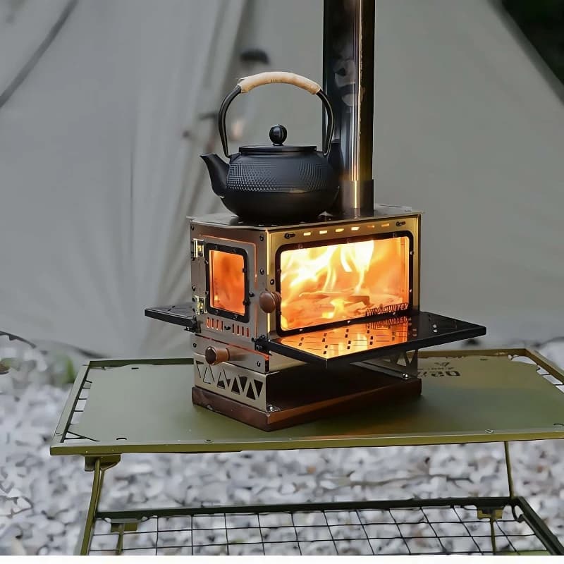 Tent cold-resistant and moisture-removing firewood stove stainless steel anti-dumping portable