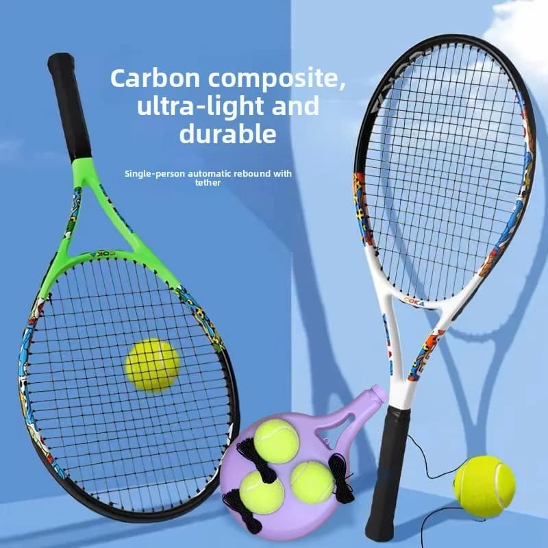 Set di racchette da tennis integrate in carbonio e alluminio Racchetta singola per adulti con borsa grande Attrezzatura sportiva professionale