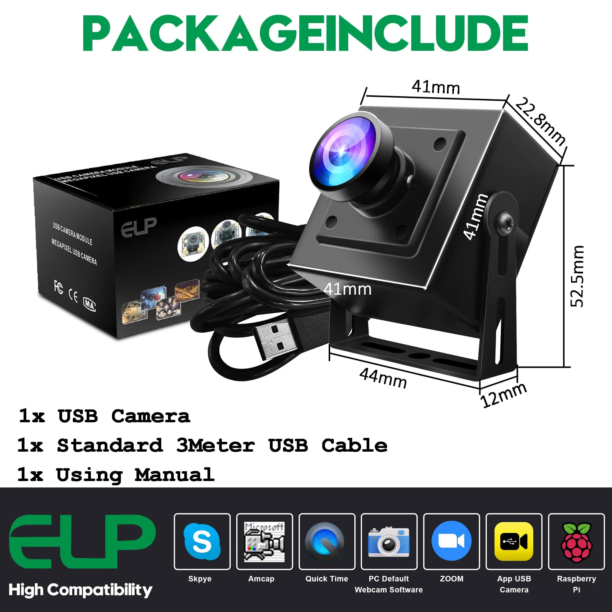 12MP 1920X1080 120fps High Speed UVC USB Camera No Distortion 3840x3040 Ultra HD Webcam for Industrial, PC, Raspberry Pi