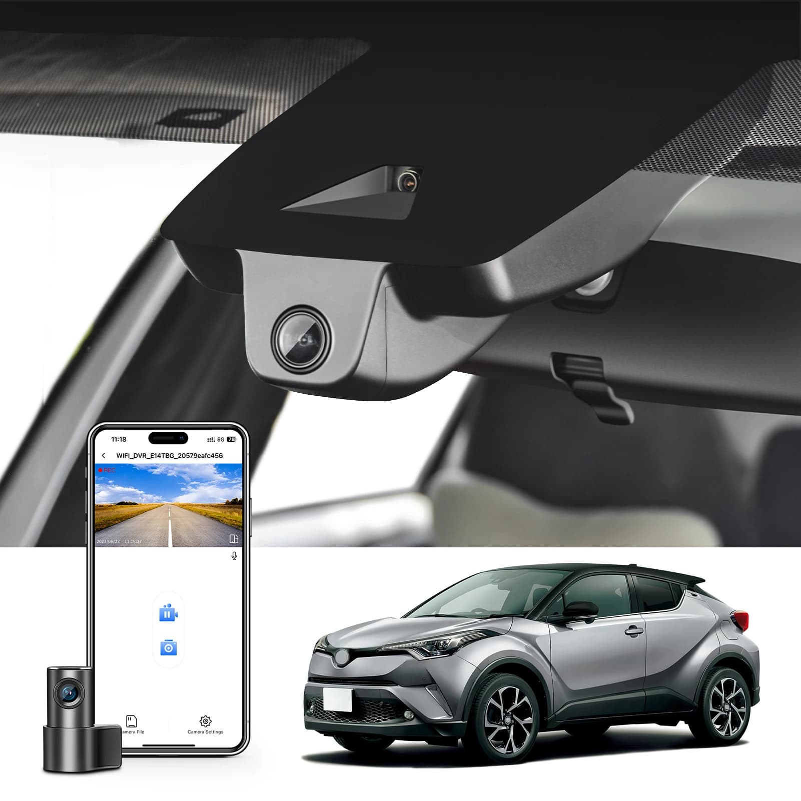 Dash Cam 4K Dedicata Mangoal per Toyota C-HR (Modelli A/B) 2018-2022 con GPS, WiFi e Visione Notturna tramite APP