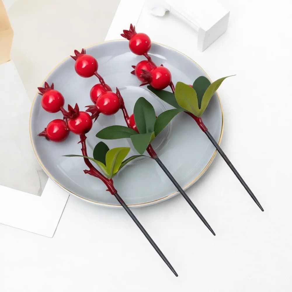 Realistic Pomegranate Fruit Branch Foam Artificial Plant Decorative Berry Pick For Home Interior Design Holiday Celebration