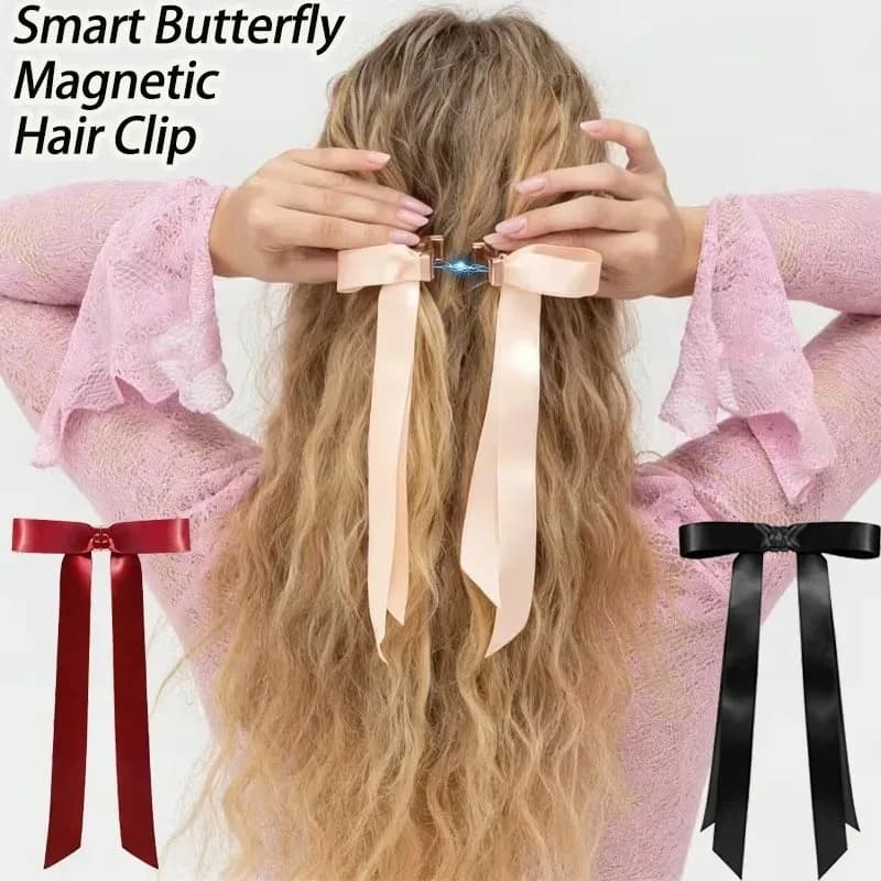 Fermaglio per Capelli Magnetico Intelligente a Farfalla, Senza Danni, per Donne e Ragazze, Accessorio Innovativo per Capelli