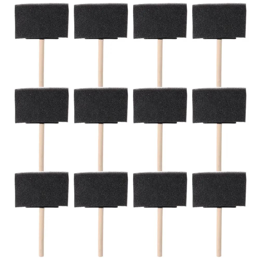12Pcs Sponge Brush Set Foam Paint Brushes with Wooden Handle for Kids Painting DIY Crafts Windows Doors Frames Acrylic Varnish