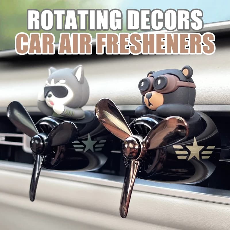 Accessori per deodoranti per auto con orso pilota di aeroplano rotante, decorazione per interni, clip di sfiato per ventola, profumo, diffusore di fragranze