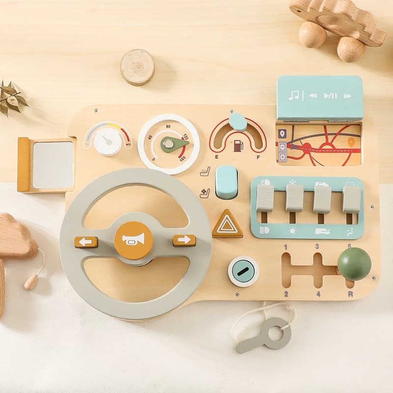 Kids Montessori Toys Car Busy Board Baby Wooden Materials Activity Busyboard Games For Babies Development Educational Toy Gifts