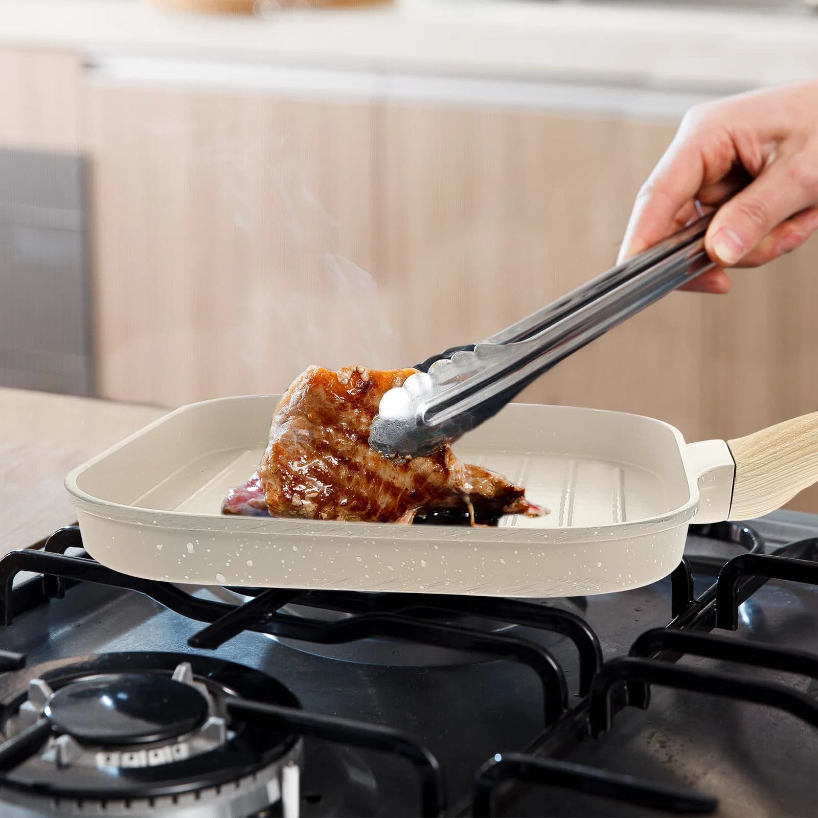 Padella Antiaderente in Alluminio per Uso Domestico, Piastra per Cucinare, Cuocere, Preparare Pancake e Bistecche, Piastra per BBQ