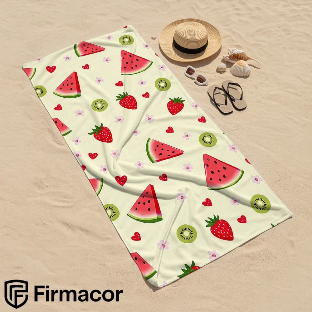 Watermelon and Strawberry Cartoon Anime Beach Towel Microfiber Quick Dry Super Absorbent Soft Bath Towel for Kids Adults Travel