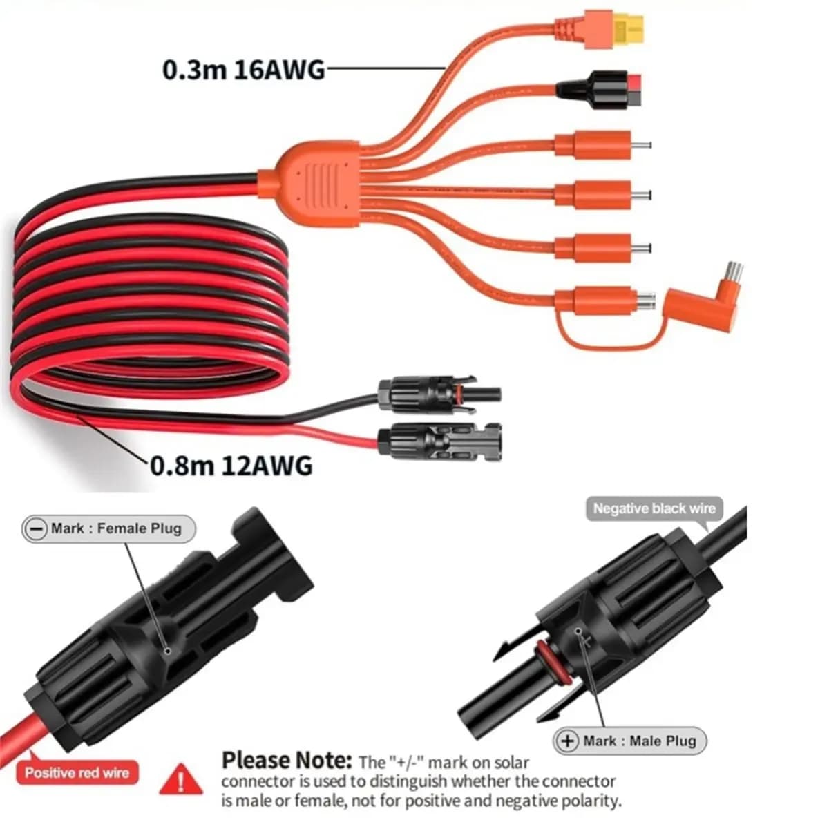 Connettore del pannello solare da 1,8 m per cavo di alimentazione DC7909 DC653012AWG Cavo di ricarica per accumulo di energia